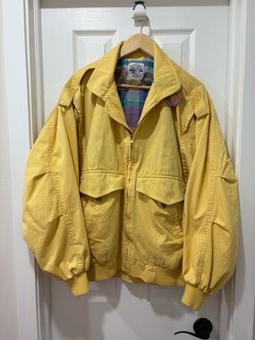 Vintage 1980s Harrington Bomber Jacket Large Salty Dog GANT  Yellow Plaid Lined